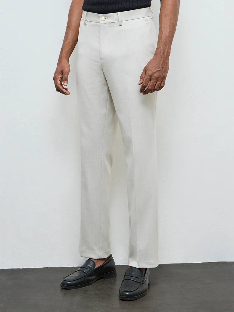 Ascot Light Beige Relaxed-Fit Mid-Rise Chinos - Image 3