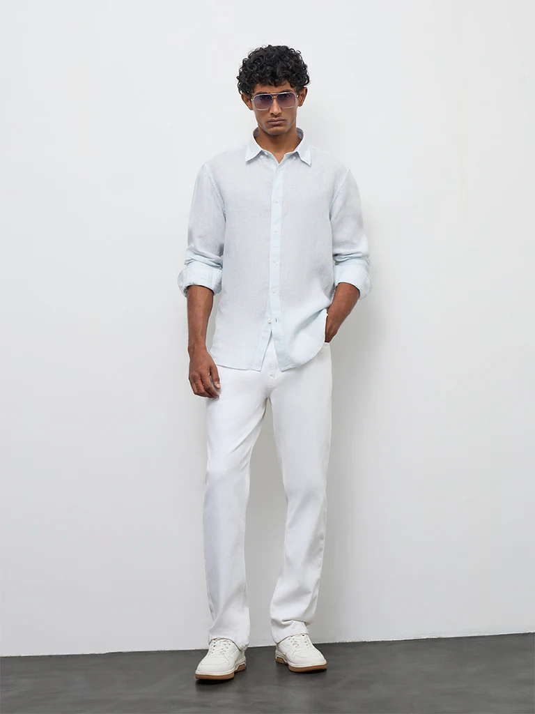 Ascot Light Blue Relaxed-Fit Linen Shirt