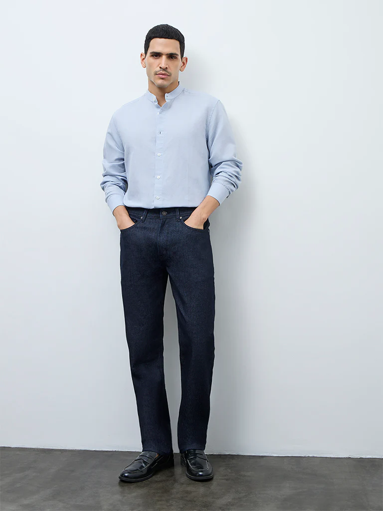 Ascot Light Blue Solid Relaxed-Fit Shirt - Image 3
