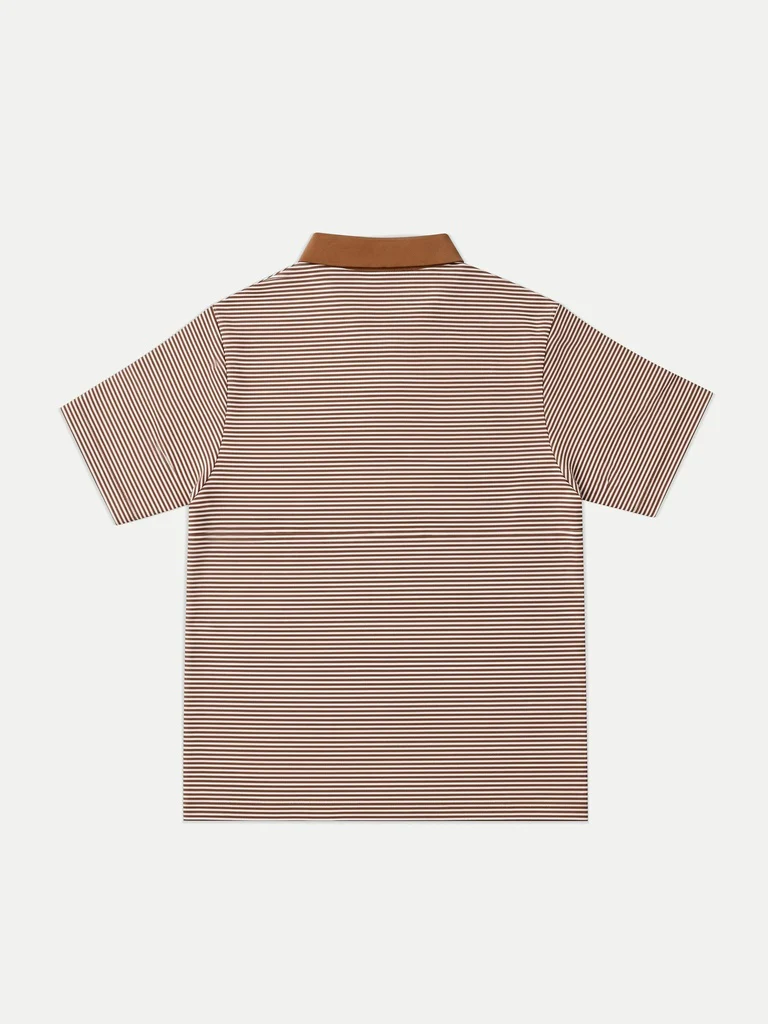 Ascot Light Brown Striped Relaxed-Fit Cotton Polo T-Shirt - Image 6