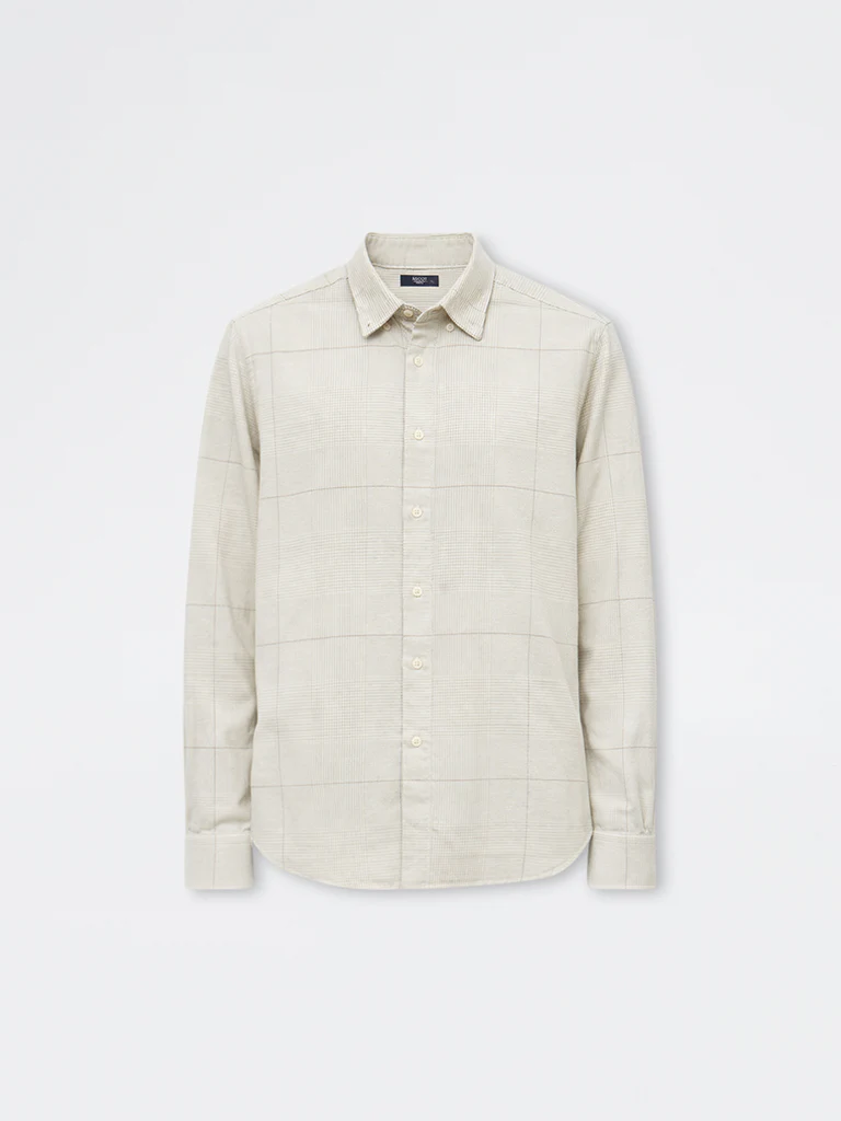 Ascot Light Taupe Checkered Relaxed-Fit Cotton Shirt - Image 5