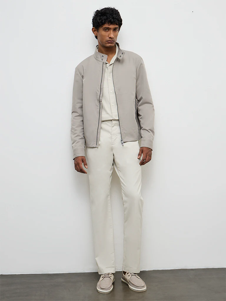 Ascot Light Taupe Relaxed-Fit Cotton-Blend Jacket