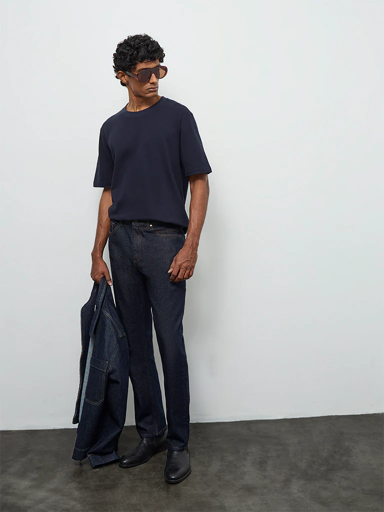 Ascot Navy Relaxed-Fit Cotton T-Shirt - Image 3