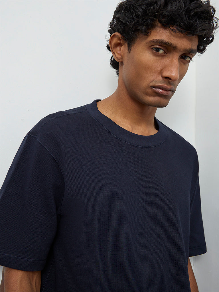Ascot Navy Relaxed-Fit Cotton T-Shirt - Image 4