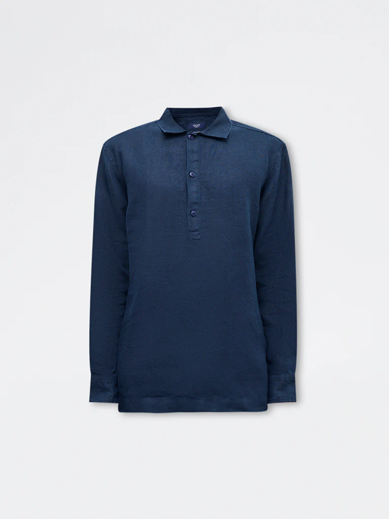 Ascot Navy Relaxed-Fit Linen Shirt - Image 6