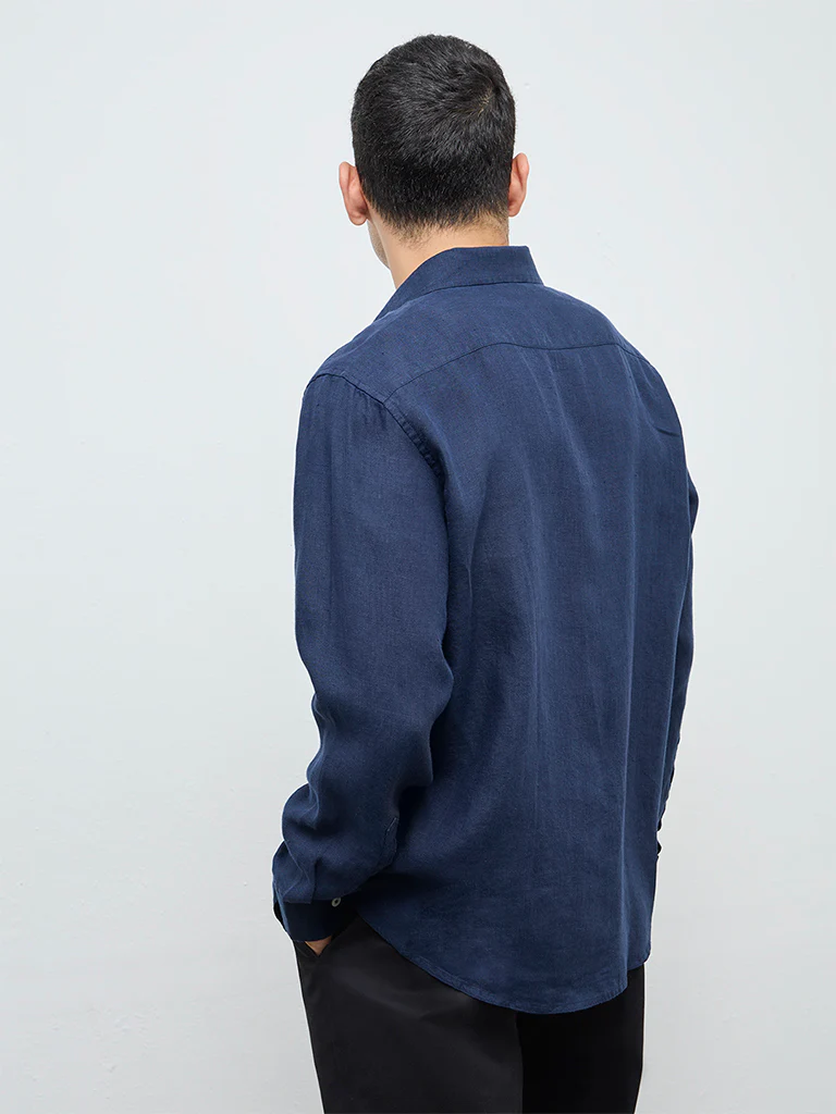 Ascot Navy Relaxed-Fit Linen Shirt - Image 5
