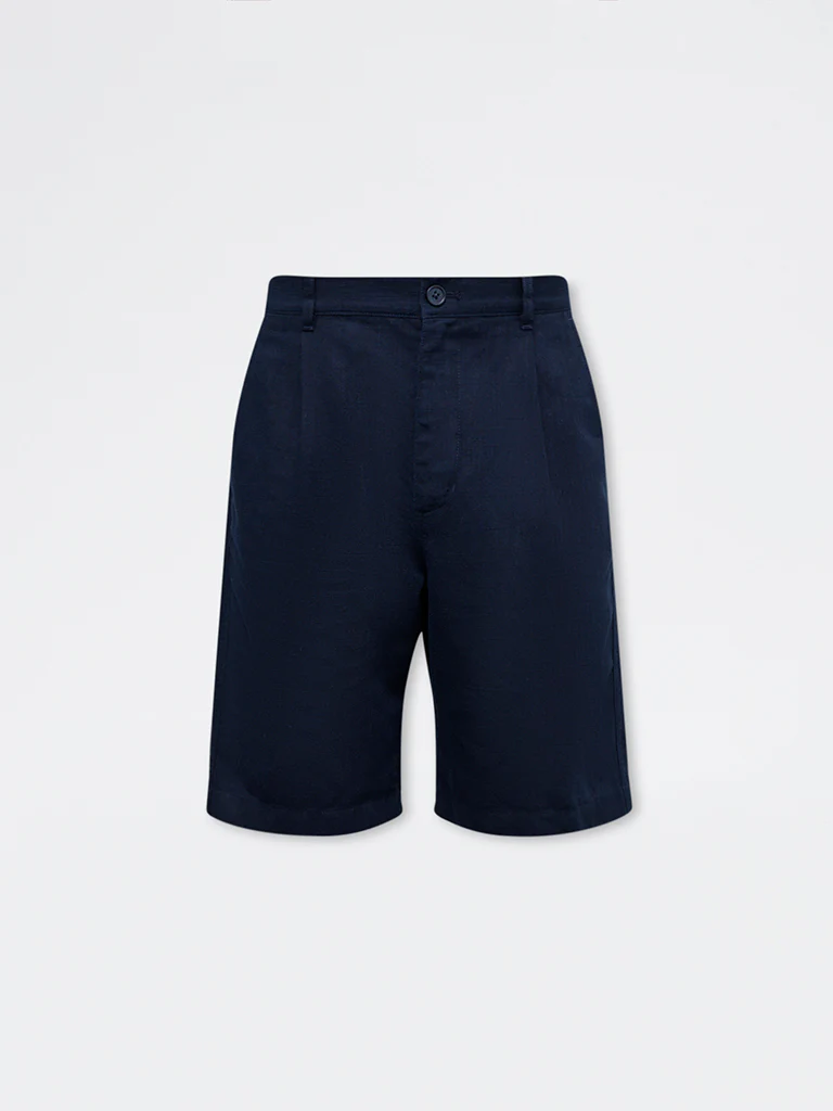 Ascot Navy Relaxed-Fit Mid-Rise Cotton-Blend Shorts - Image 6