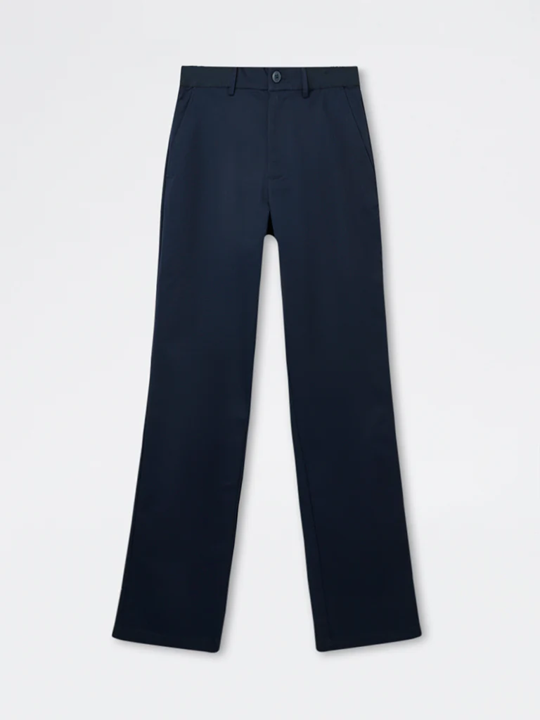 Ascot Navy Relaxed-Fit Mid-Rise Cotton-Blend Trousers - Image 6