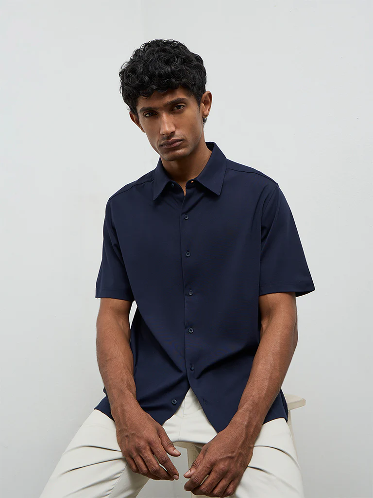 Ascot Navy Relaxed Fit Shirt - Image 3