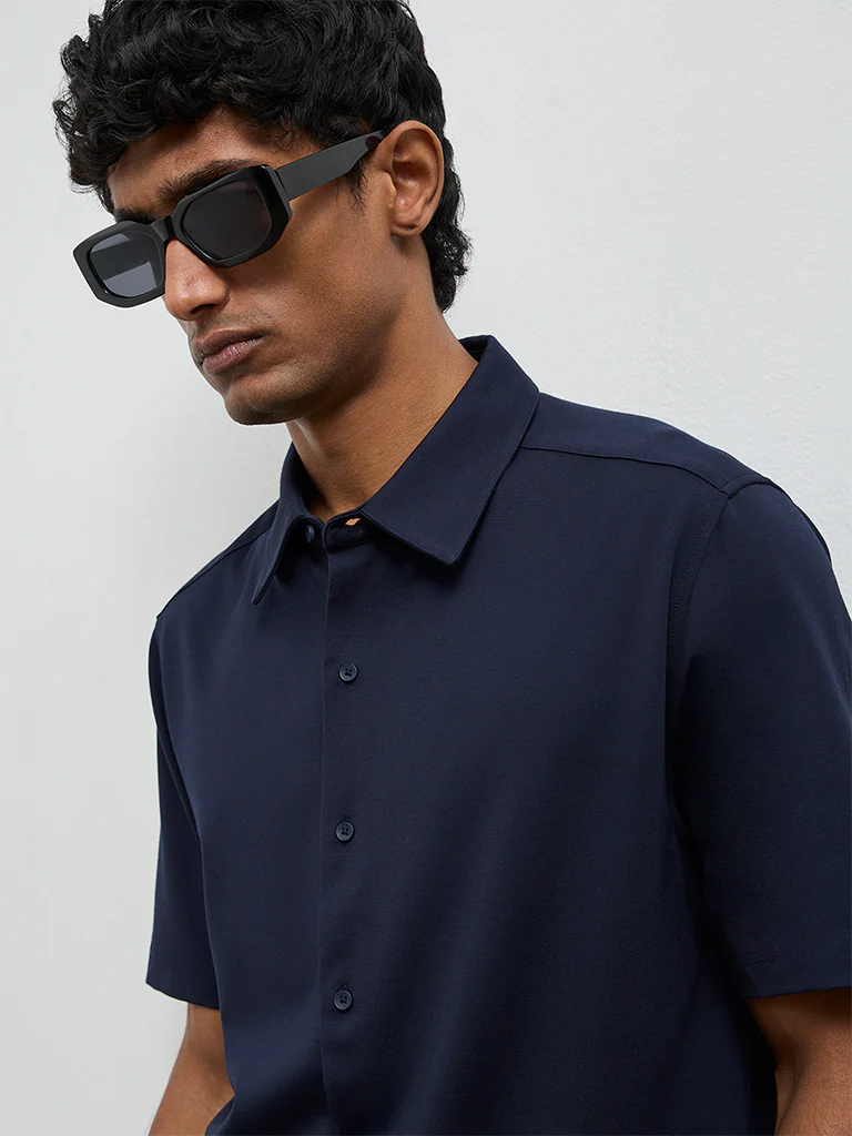 Ascot Navy Relaxed Fit Shirt - Image 4