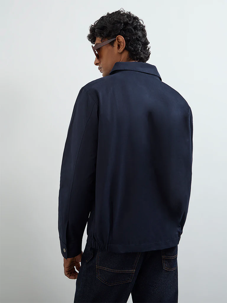 Ascot Navy Solid Relaxed-Fit Jacket - Image 5