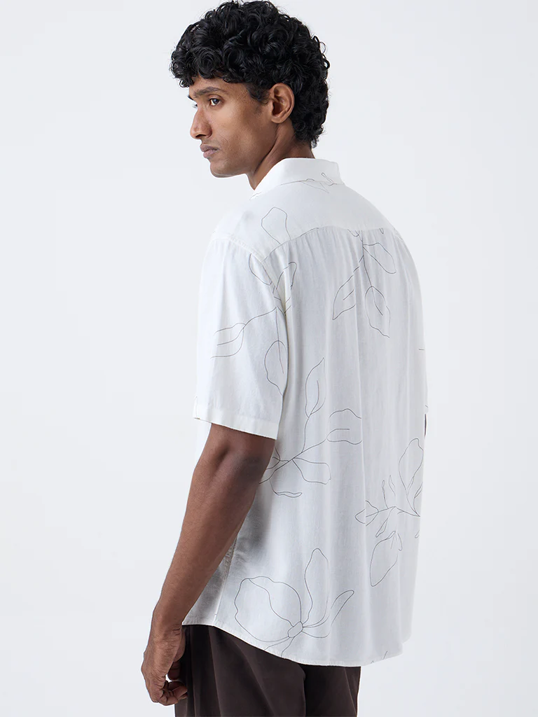Ascot Off-White Abstract Pattern Relaxed-Fit Shirt - Image 4