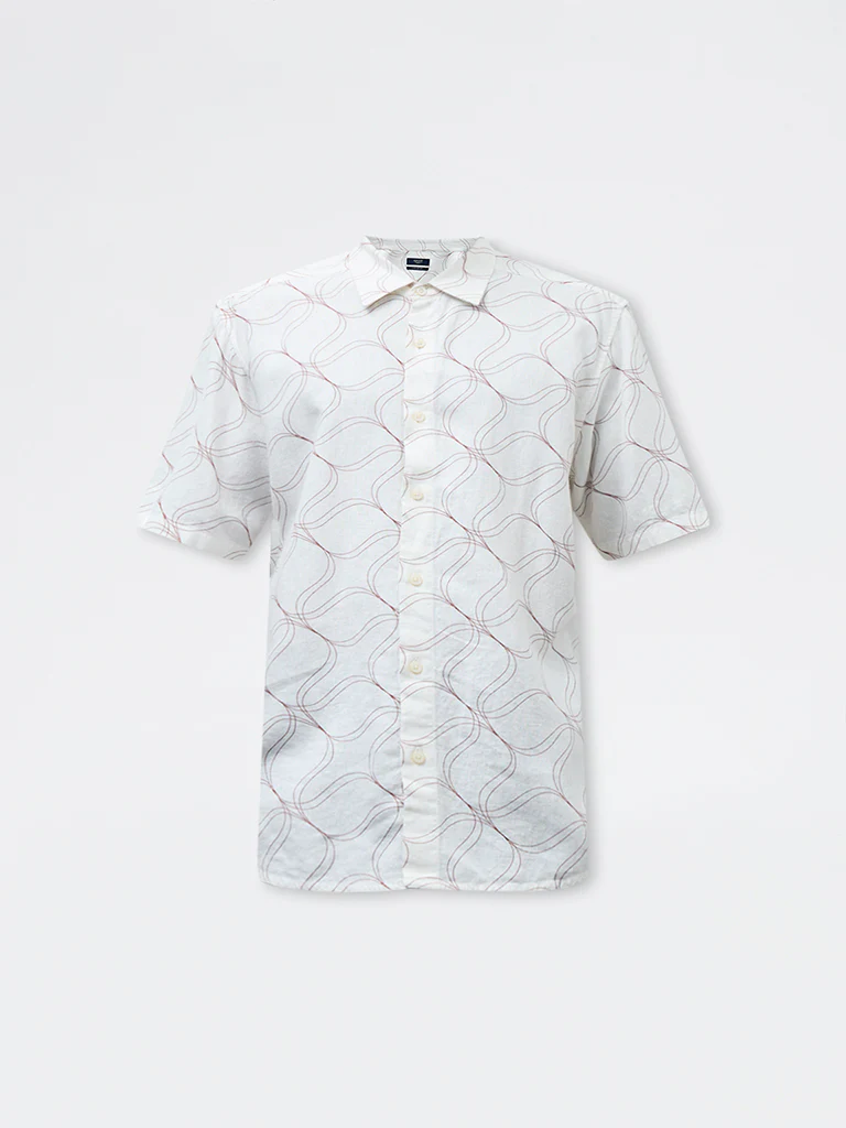 Ascot Off White Abstract Printed Relaxed-Fit Shirt - Image 5