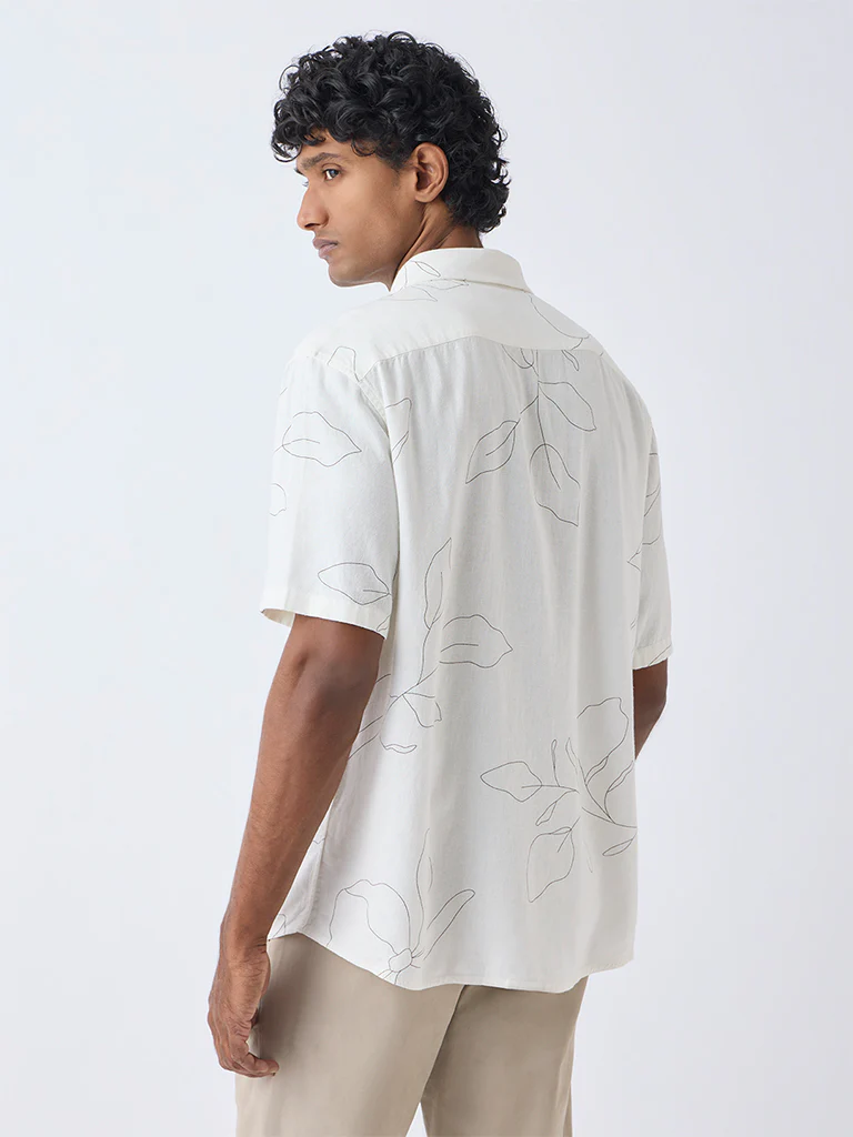 Ascot Off-White Floral Design Relaxed-Fit Shirt - Image 4
