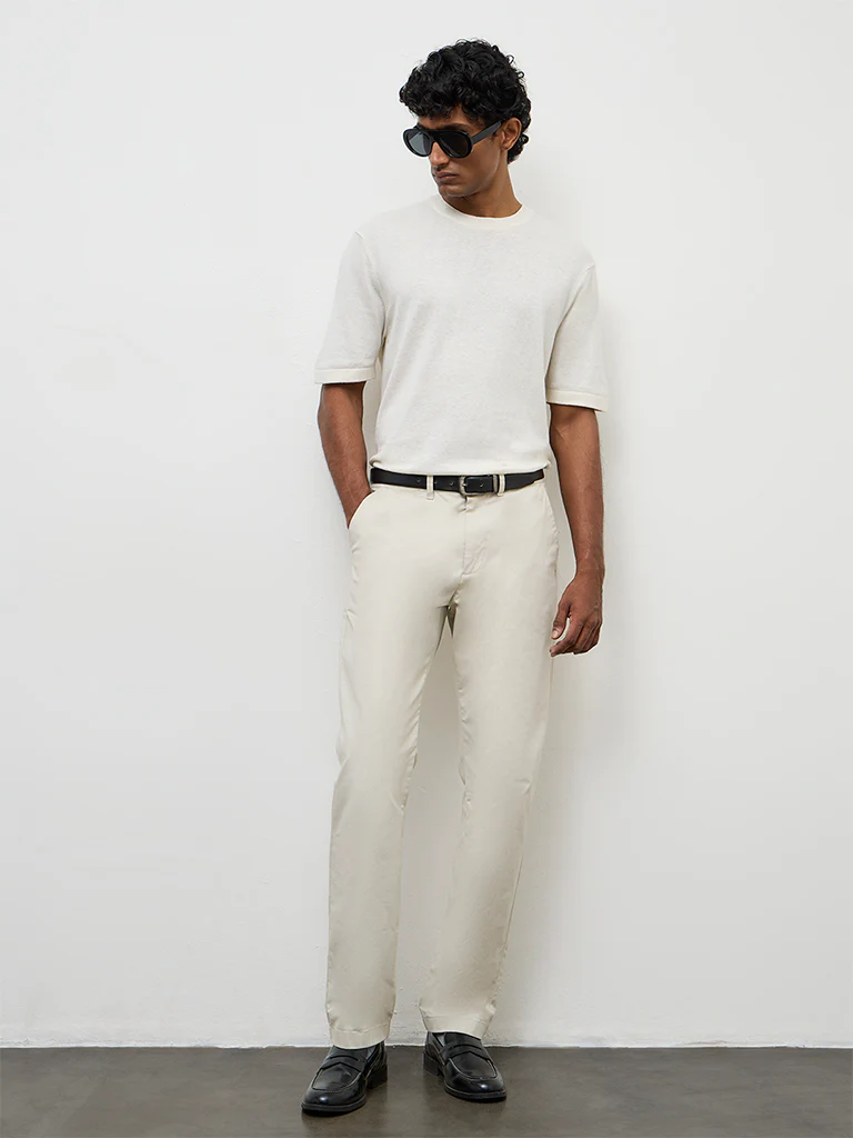 Ascot Off-White Relaxed-Fit Cotton-Blend T-Shirt - Image 3