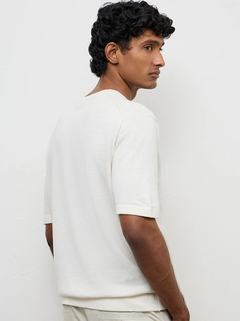 Ascot Off-White Relaxed-Fit Cotton-Blend T-Shirt - Image 5