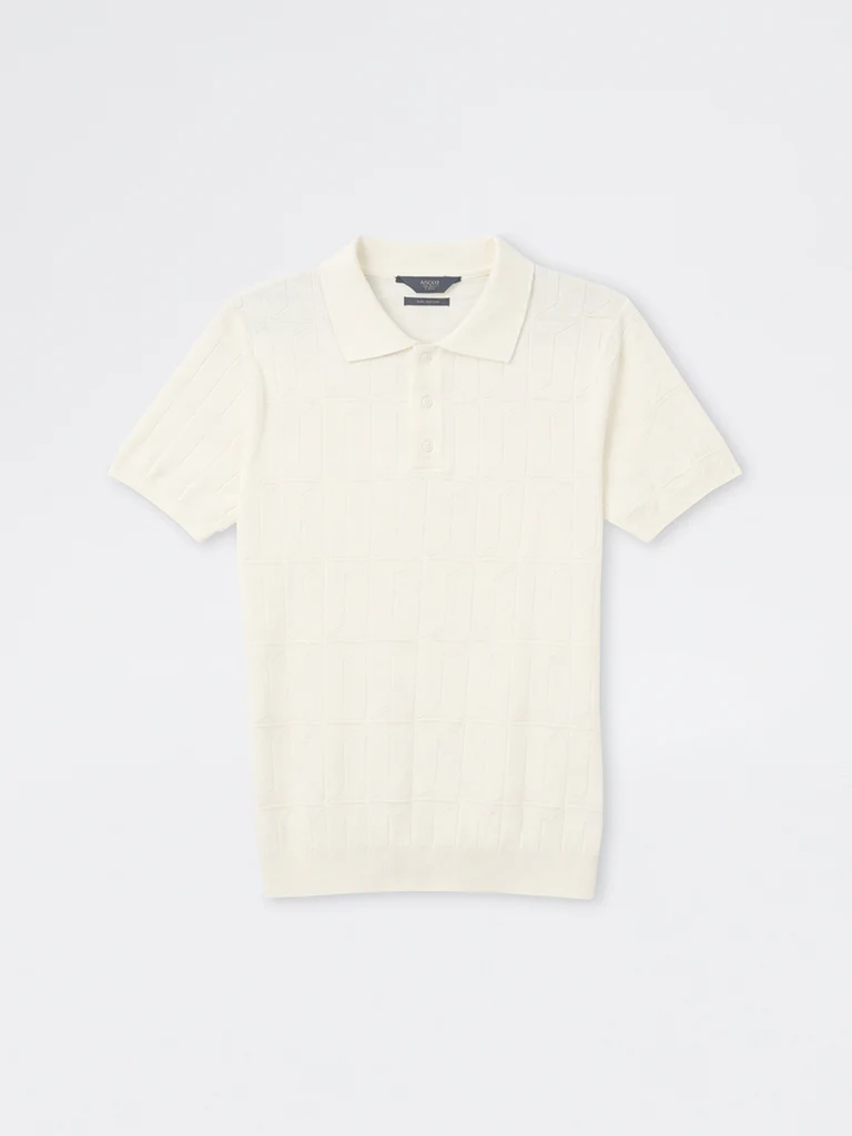 Ascot Off-White Relaxed-Fit Cotton Polo T-Shirt - Image 6