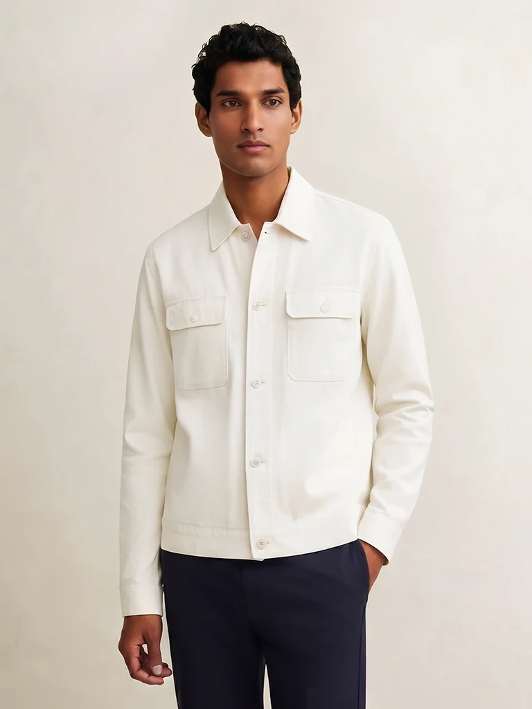 Ascot Off-White Relaxed-Fit Linen Jacket