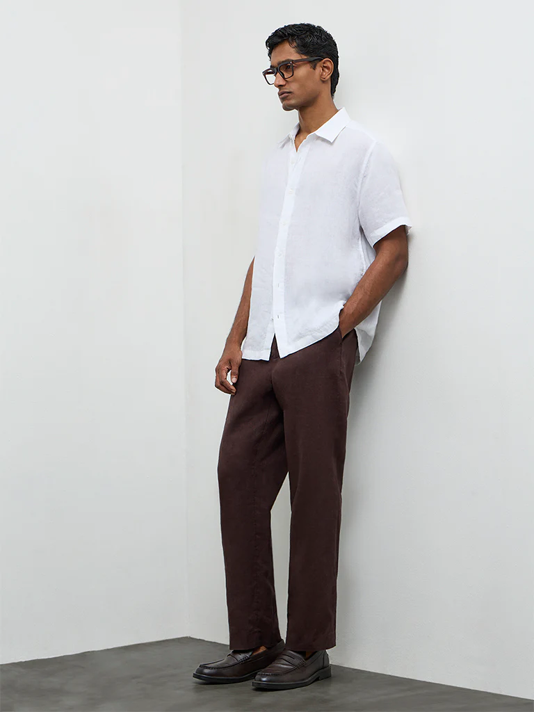 Ascot Off-White Relaxed-Fit Linen Shirt