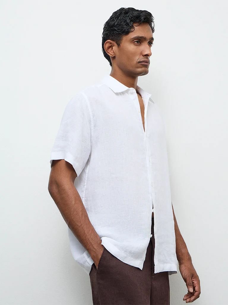 Ascot Off-White Relaxed-Fit Linen Shirt - Image 3