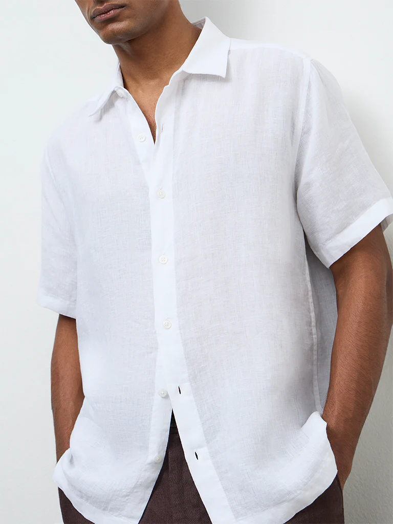 Ascot Off-White Relaxed-Fit Linen Shirt - Image 4