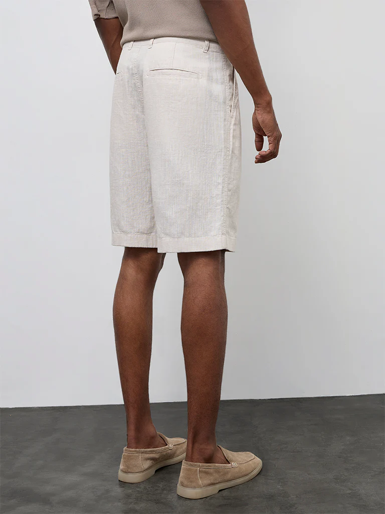 Ascot Off-White Relaxed-Fit Mid-Rise Cotton-Blend Shorts - Image 5