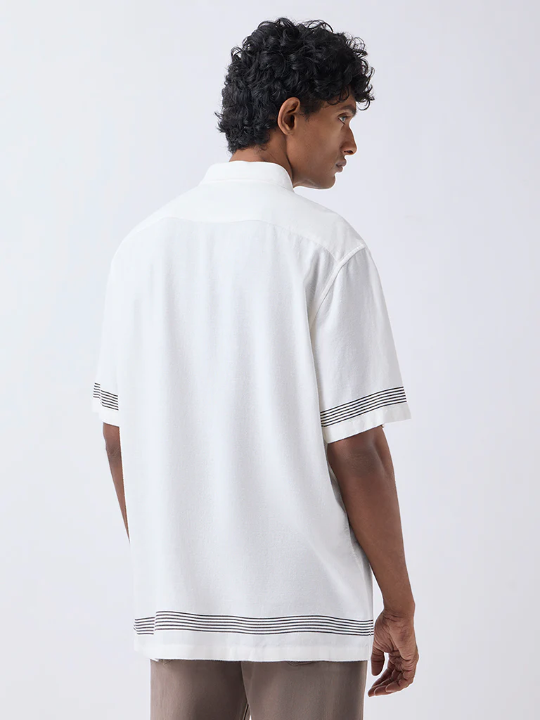 Ascot Off-White Striped Relaxed-Fit Shirt - Image 4