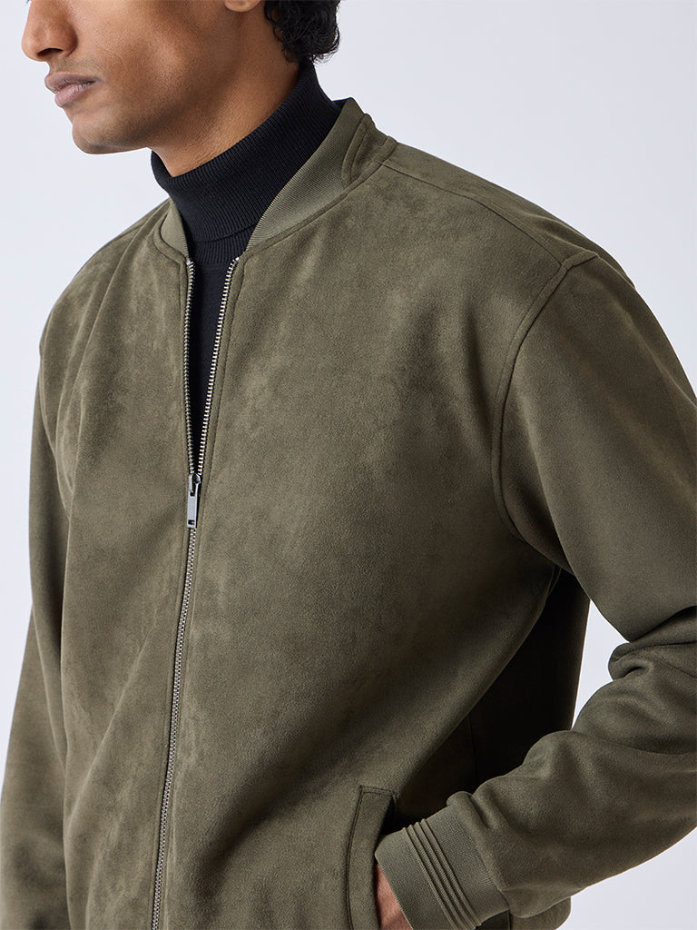 Ascot Olive Relaxed-Fit Suede Jacket - Image 4