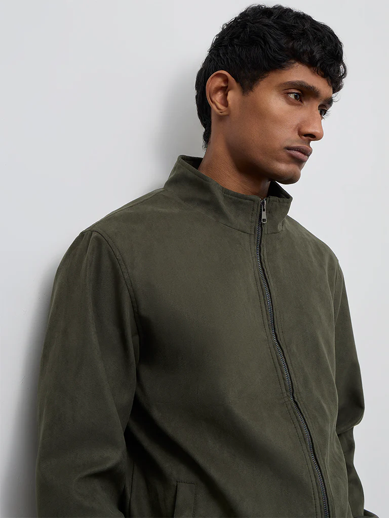 Ascot Olive Relaxed-Fit Suede Jacket - Image 3
