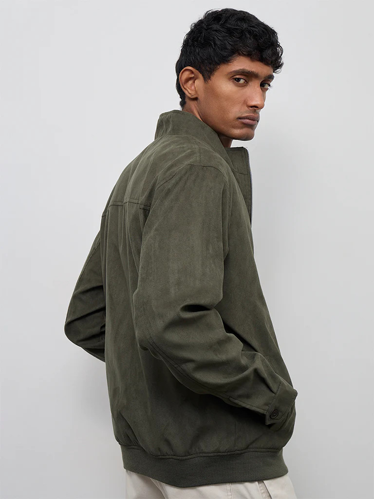 Ascot Olive Relaxed-Fit Suede Jacket - Image 4