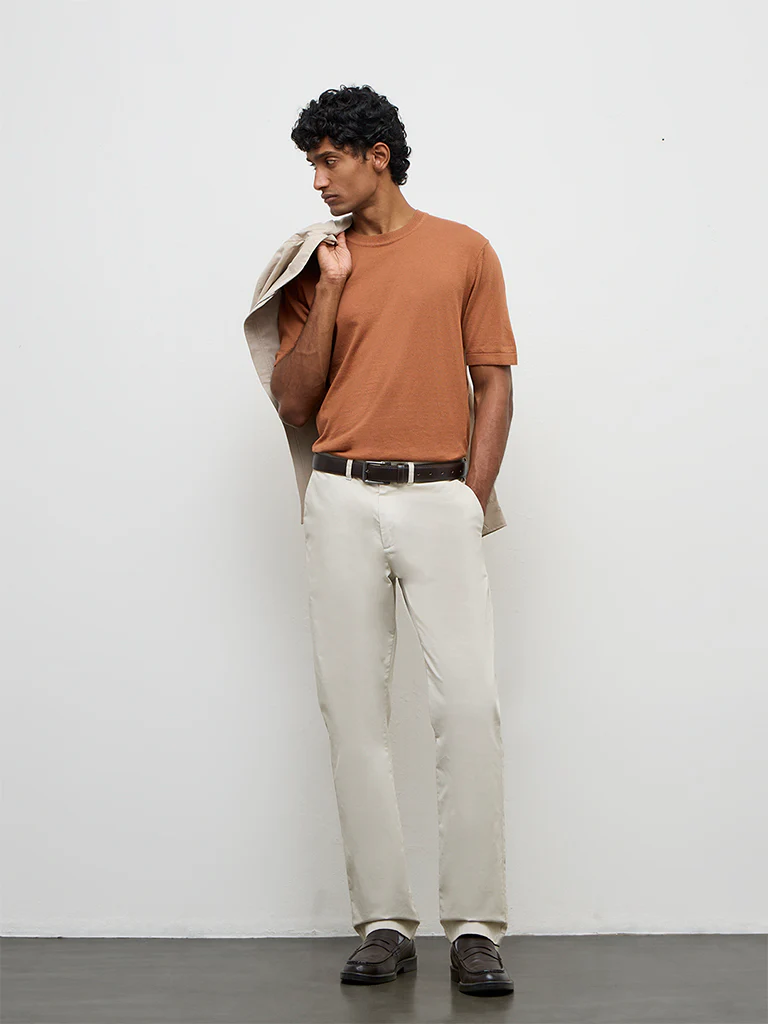 Ascot Orange Relaxed-Fit Cotton-Blend T-Shirt - Image 3