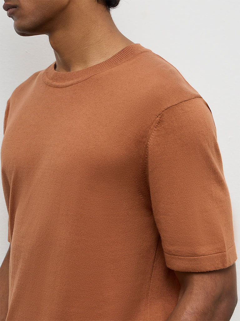Ascot Orange Relaxed-Fit Cotton-Blend T-Shirt - Image 4