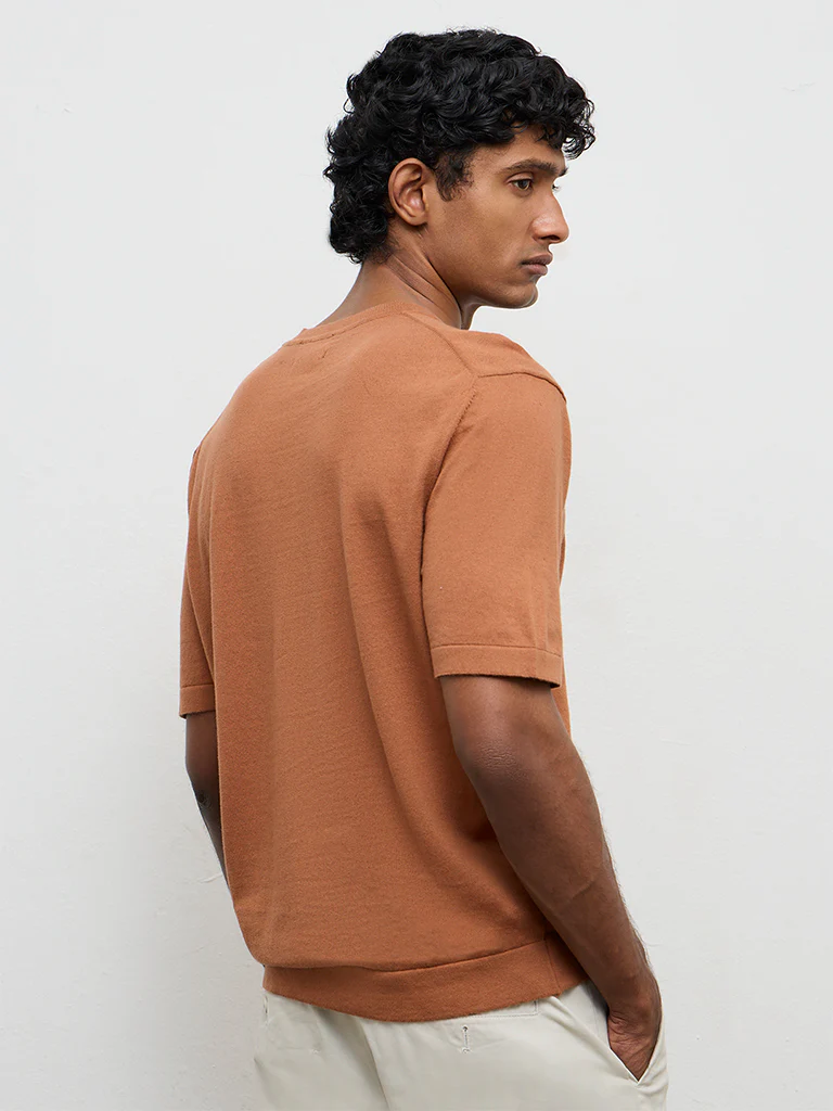 Ascot Orange Relaxed-Fit Cotton-Blend T-Shirt - Image 5