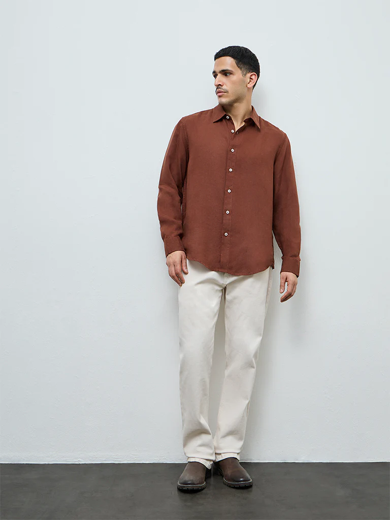 Ascot Rust Relaxed-Fit Linen Shirt - Image 2