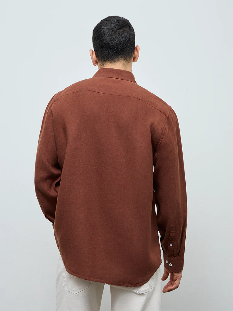 Ascot Rust Relaxed-Fit Linen Shirt - Image 4