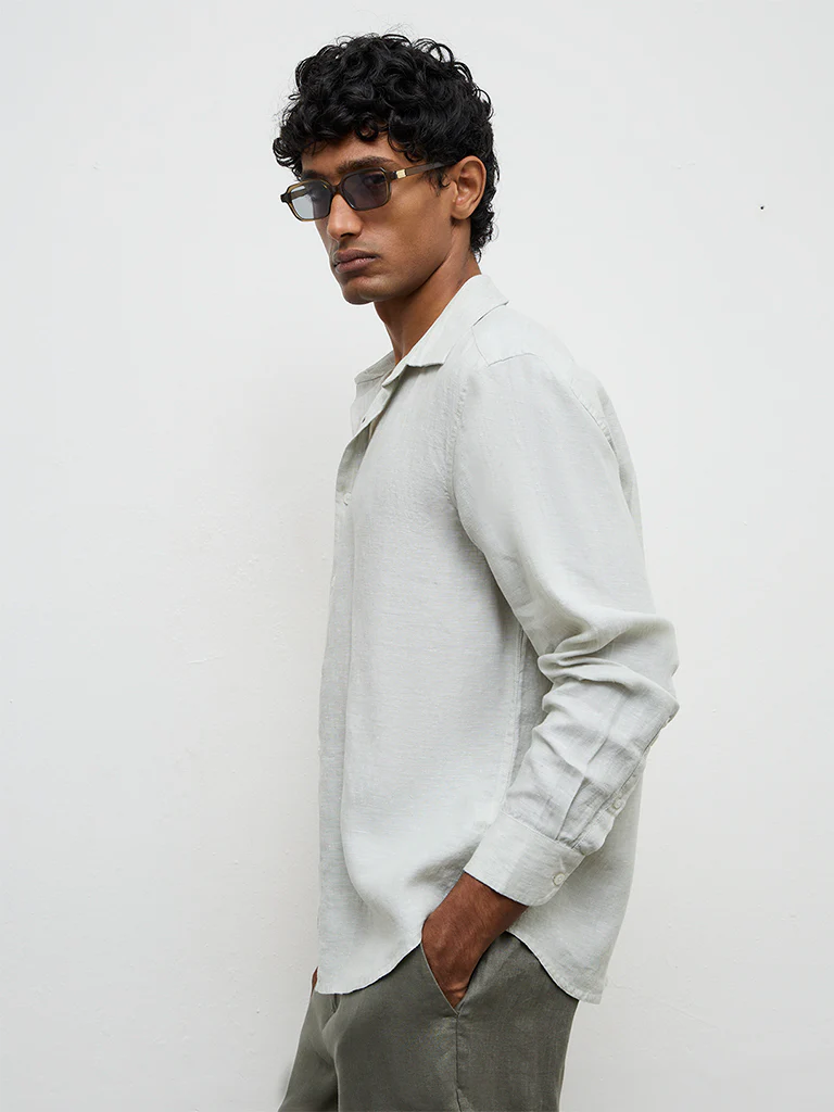 Ascot Sage Relaxed-Fit Linen Shirt - Image 3
