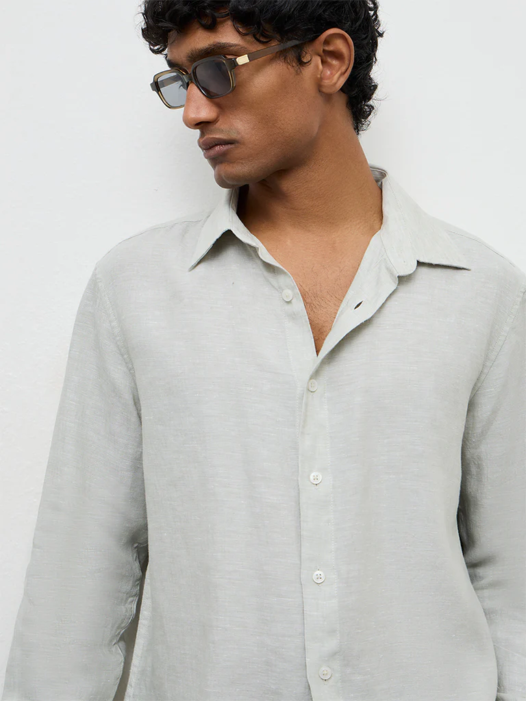 Ascot Sage Relaxed-Fit Linen Shirt - Image 4