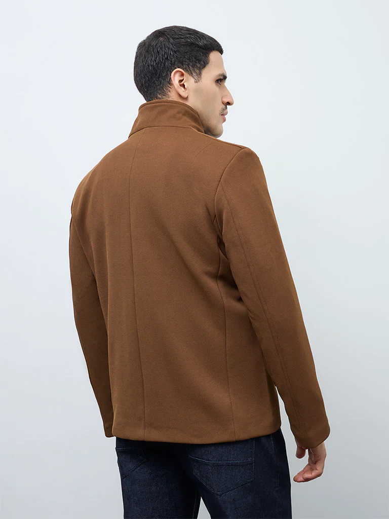 Ascot Tan Solid Relaxed-Fit Jacket - Image 4