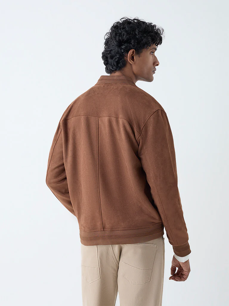 Ascot Tan Solid Relaxed-Fit Suede Jacket - Image 5
