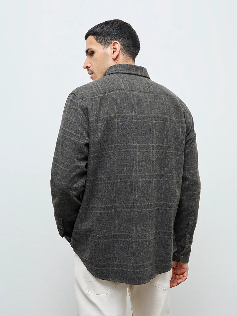 Ascot Taupe Checkered Relaxed-Fit Shirt - Image 4