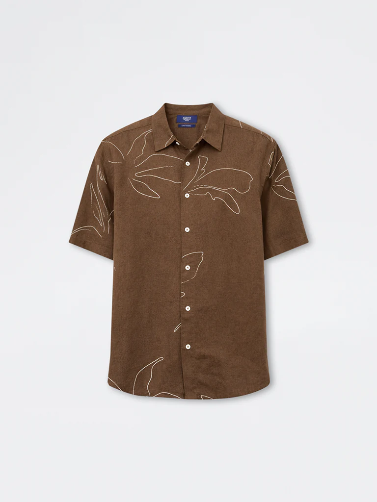 Ascot Taupe Floral Pattern Relaxed-Fit Shirt - Image 5