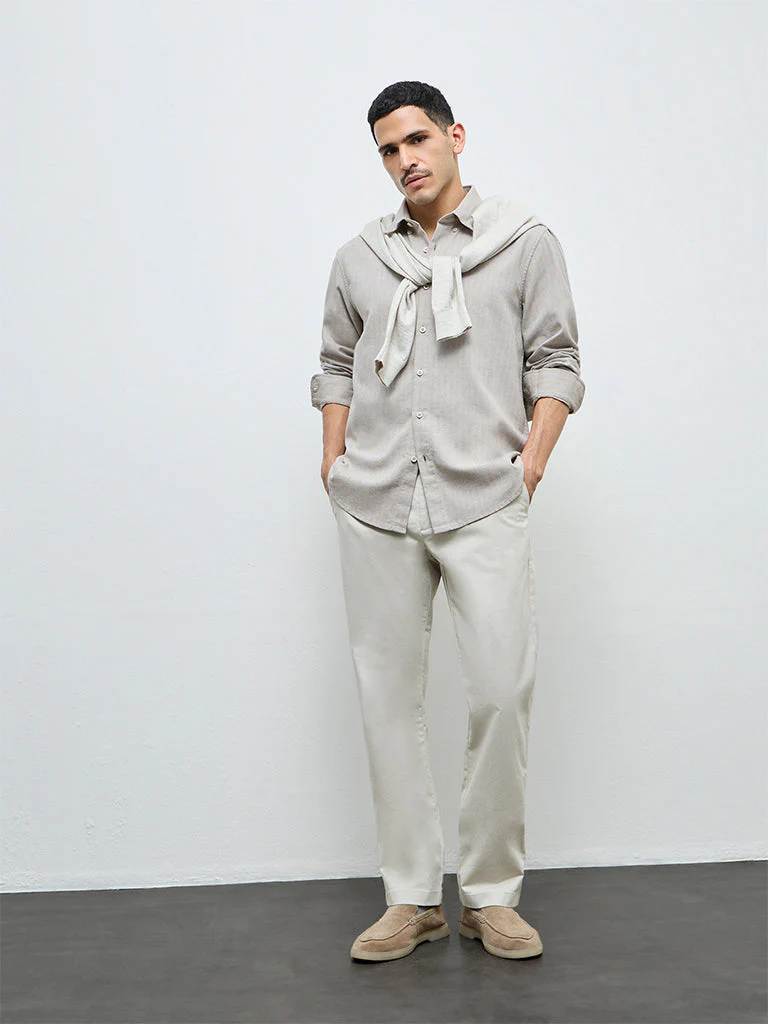 Ascot Taupe Relaxed-Fit Cotton-Blend Shirt - Image 2