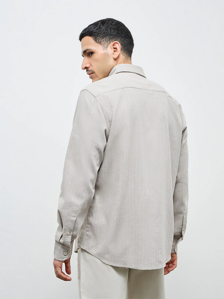 Ascot Taupe Relaxed-Fit Cotton-Blend Shirt - Image 4