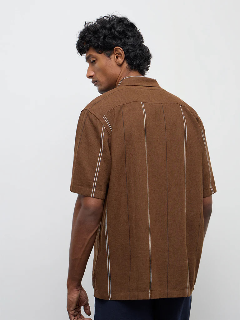 Ascot Taupe Striped Relaxed-Fit Shirt - Image 4