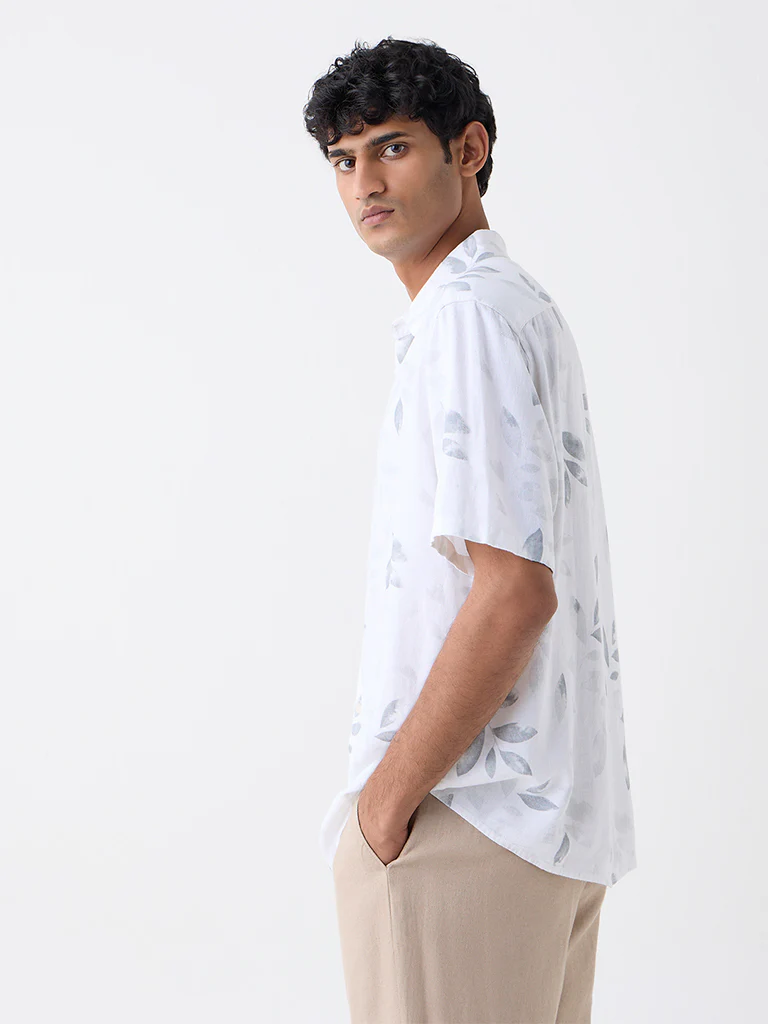 Ascot White Botanical Design Relaxed-Fit Shirt - Image 4
