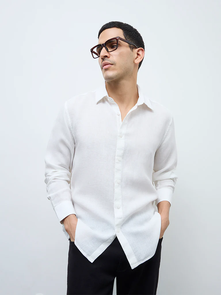 Ascot White Relaxed-Fit Linen Shirt - Image 2