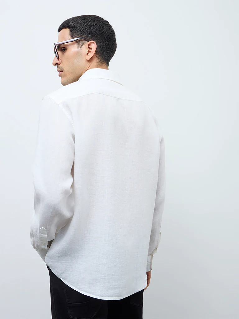 Ascot White Relaxed-Fit Linen Shirt - Image 4