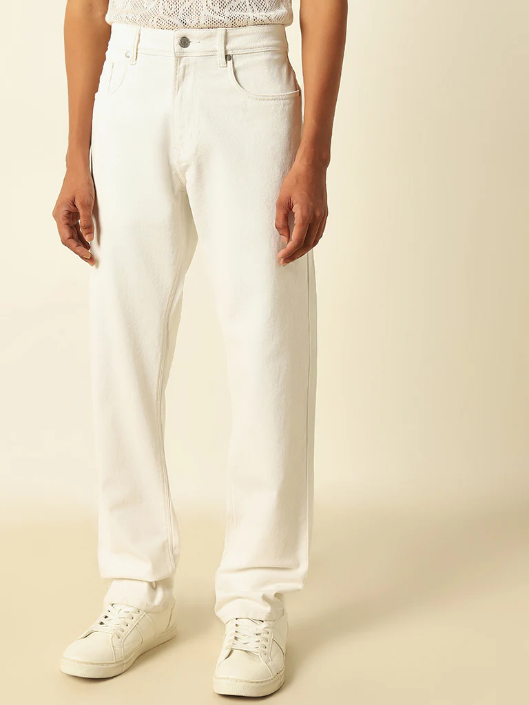 Ascot White Relaxed-Fit Mid-Rise Jeans - Image 3