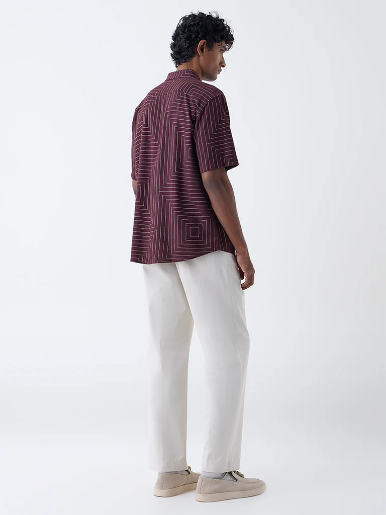 Ascot Wine Abstract Patterns Relaxed-Fit Shirt - Image 4