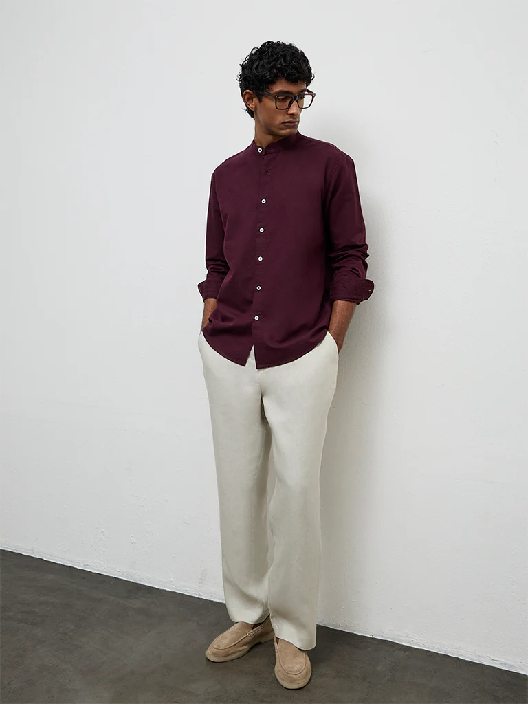 Ascot Wine Solid Relaxed-Fit Shirt - Image 2